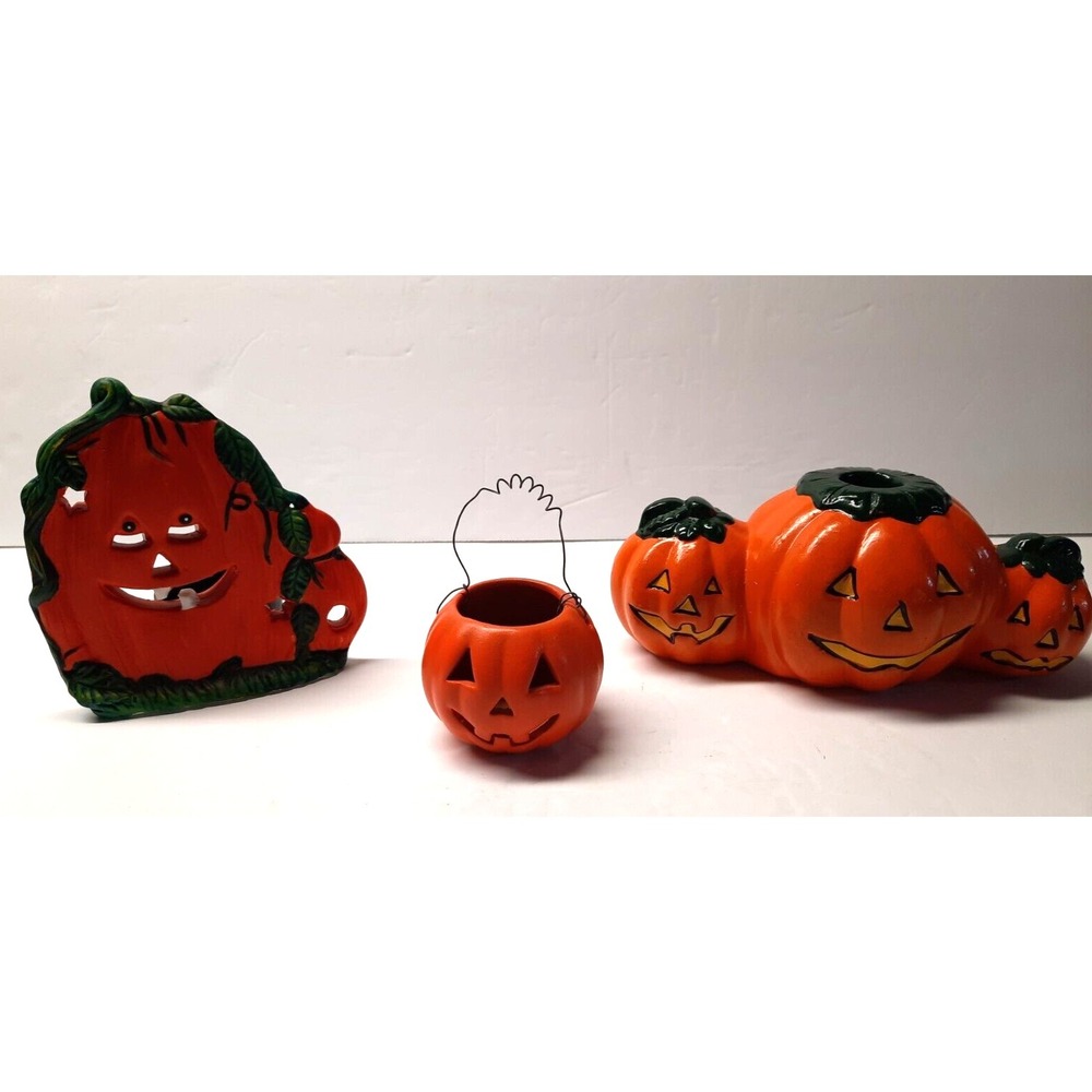 Hermitage Pottery Jack O Lantern Taper Candle Holder/ K's Collection Tea Light
